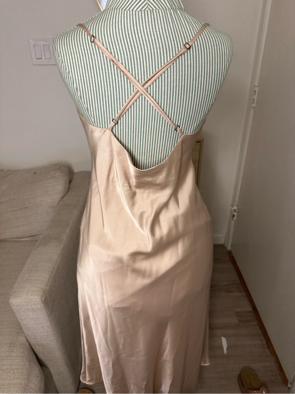 Show Me Your MuMu Verona Champagne Satin Slip Maxi Dress — Size M - Picture 2 of 5